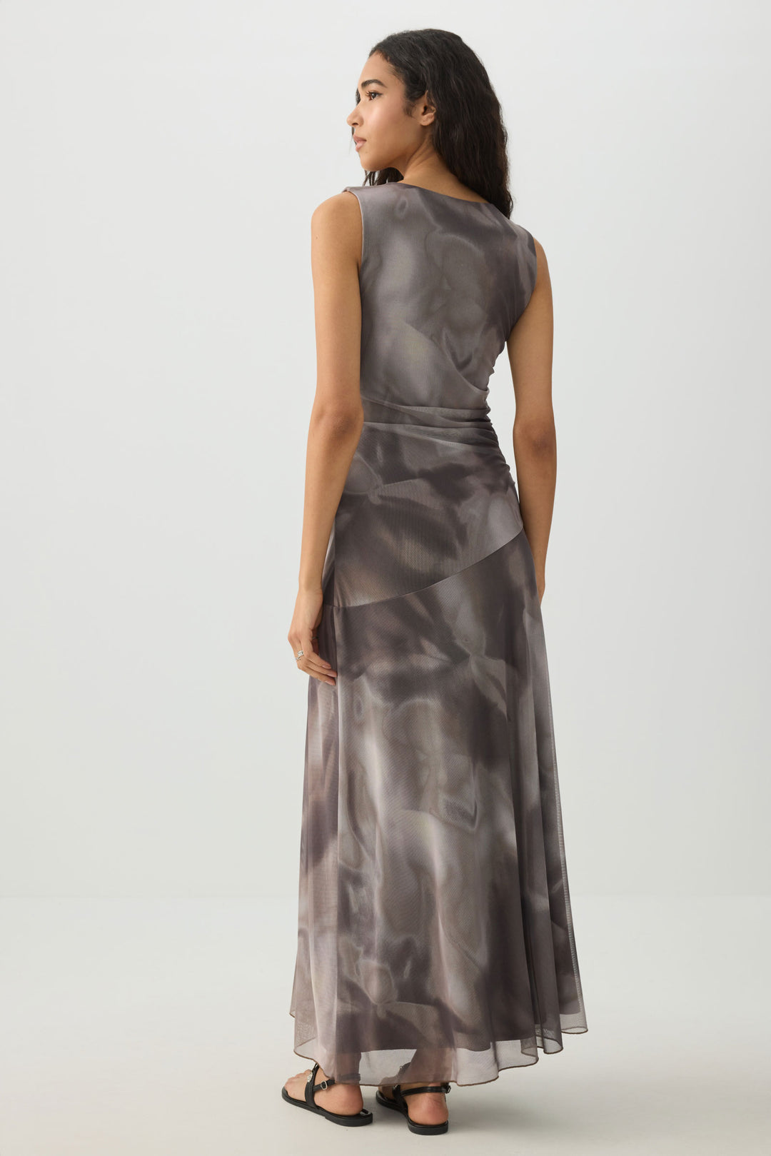 High Neck Mesh Flowy Dress