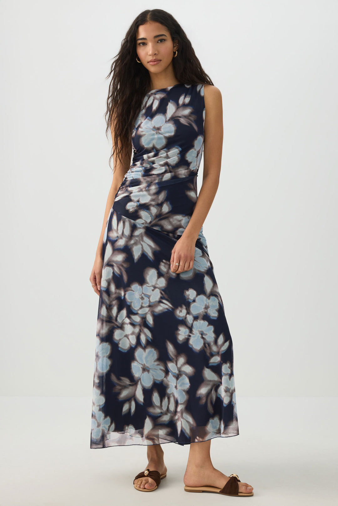 High Neck Mesh Flowy Dress