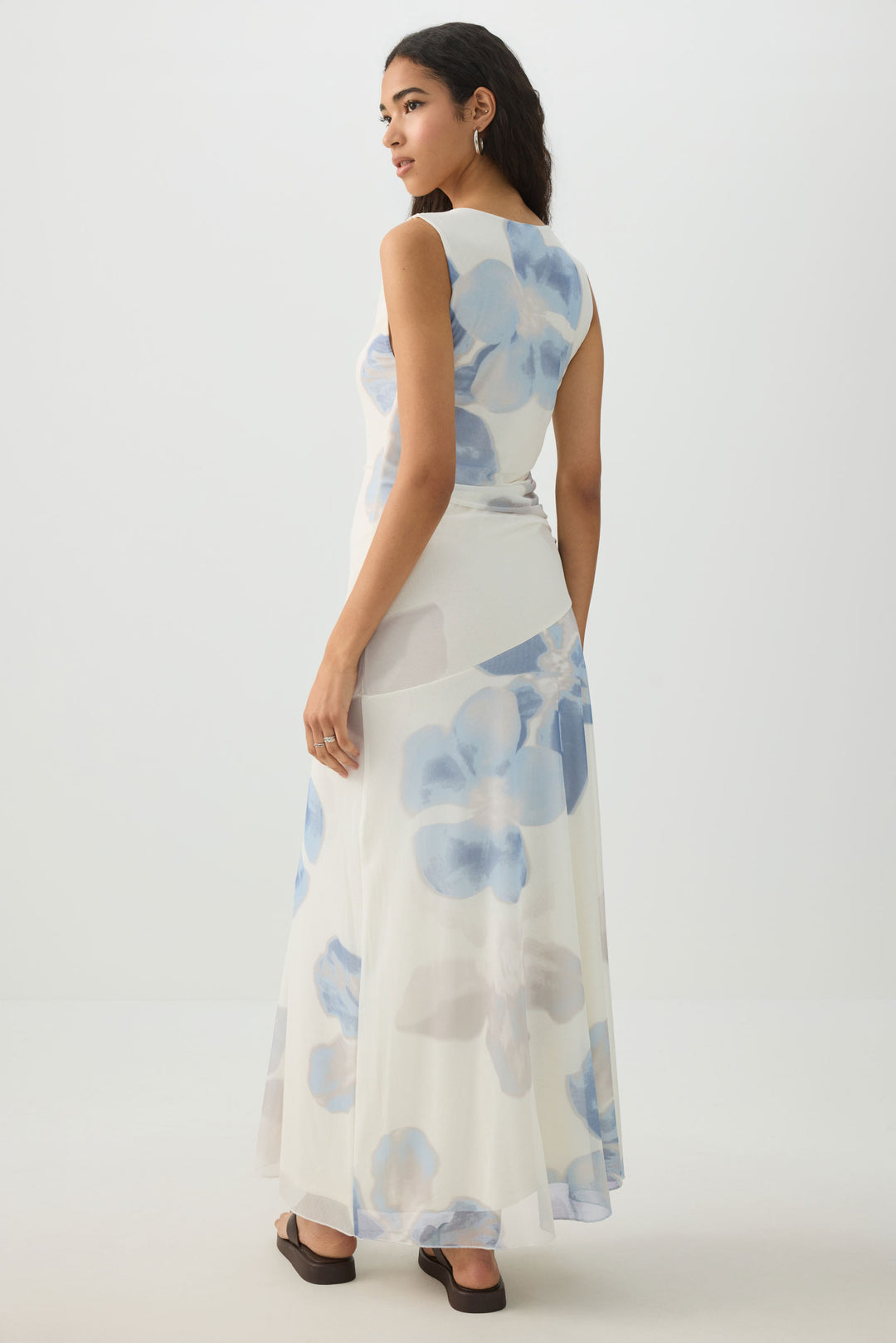 High Neck Mesh Flowy Dress