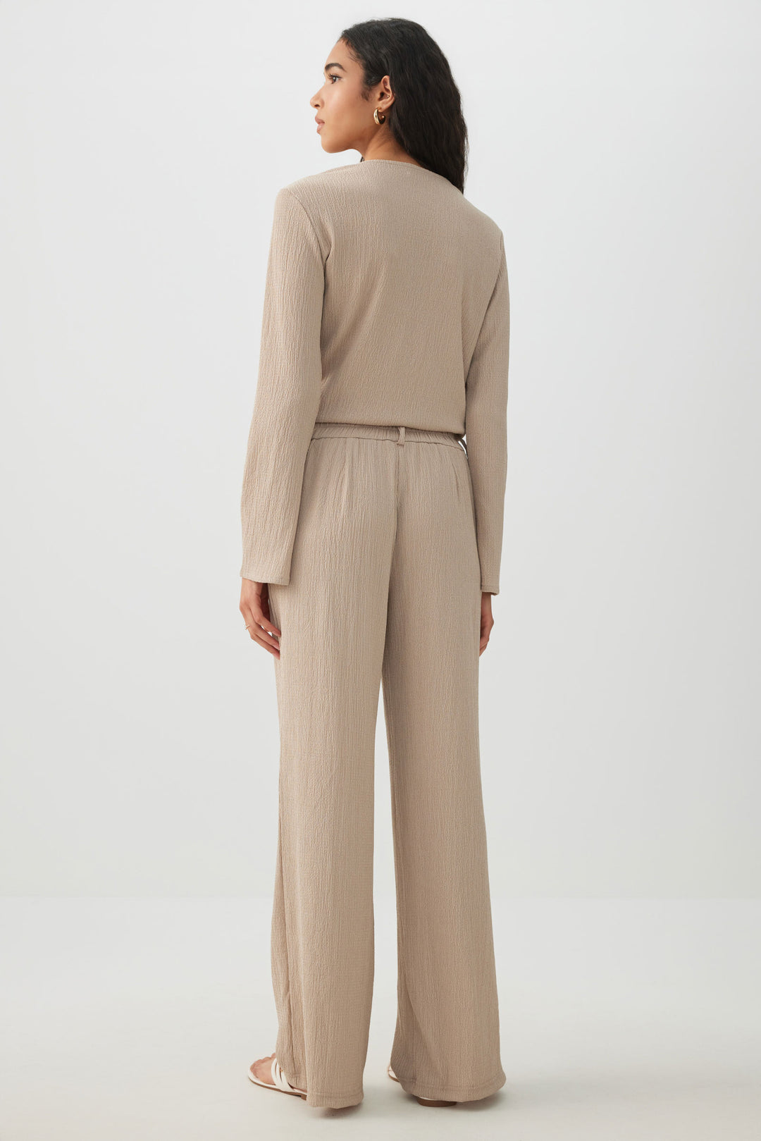 Seersucker Pleated Pull On Trouser