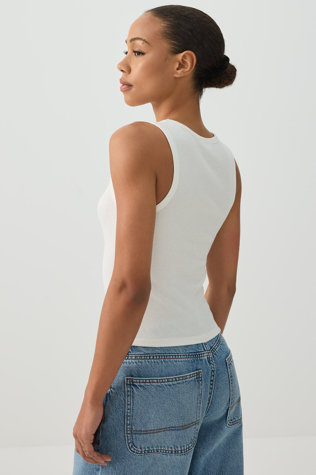 Basic Rib High Neck Tank Top