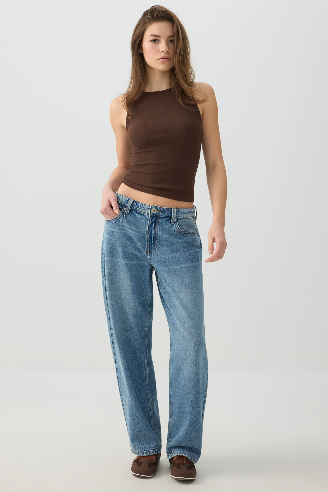 Basic Rib High Neck Tank Top