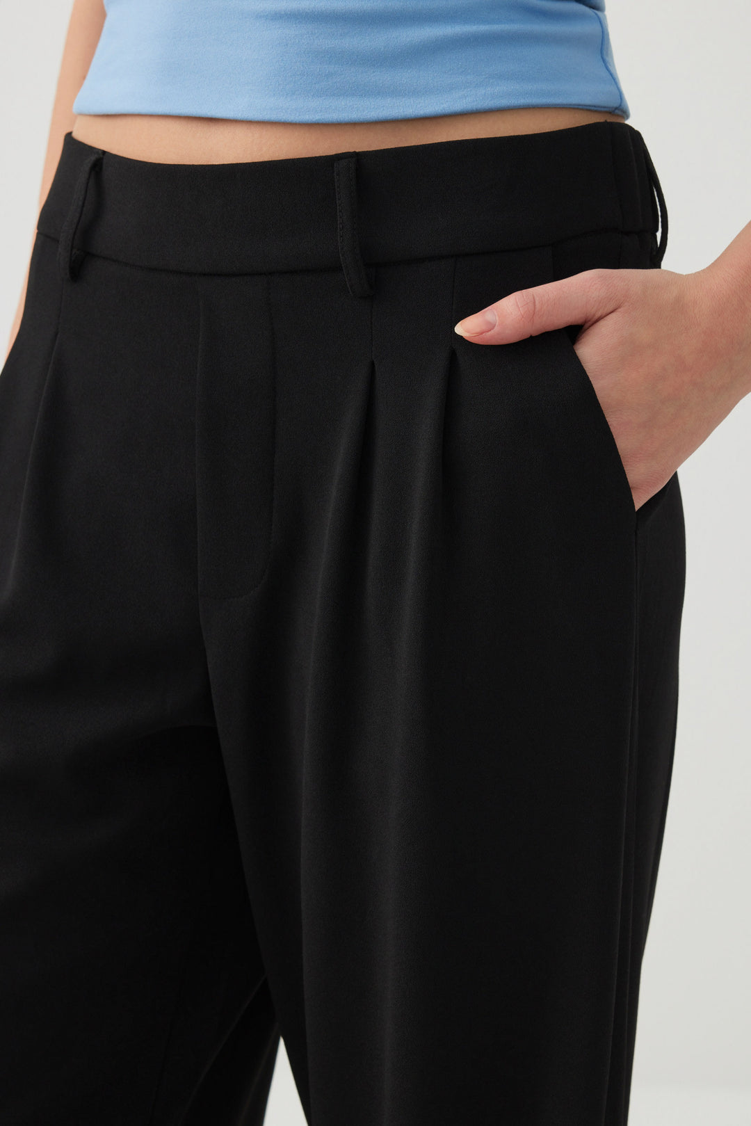Pleated Pull On Wide Leg Trouser