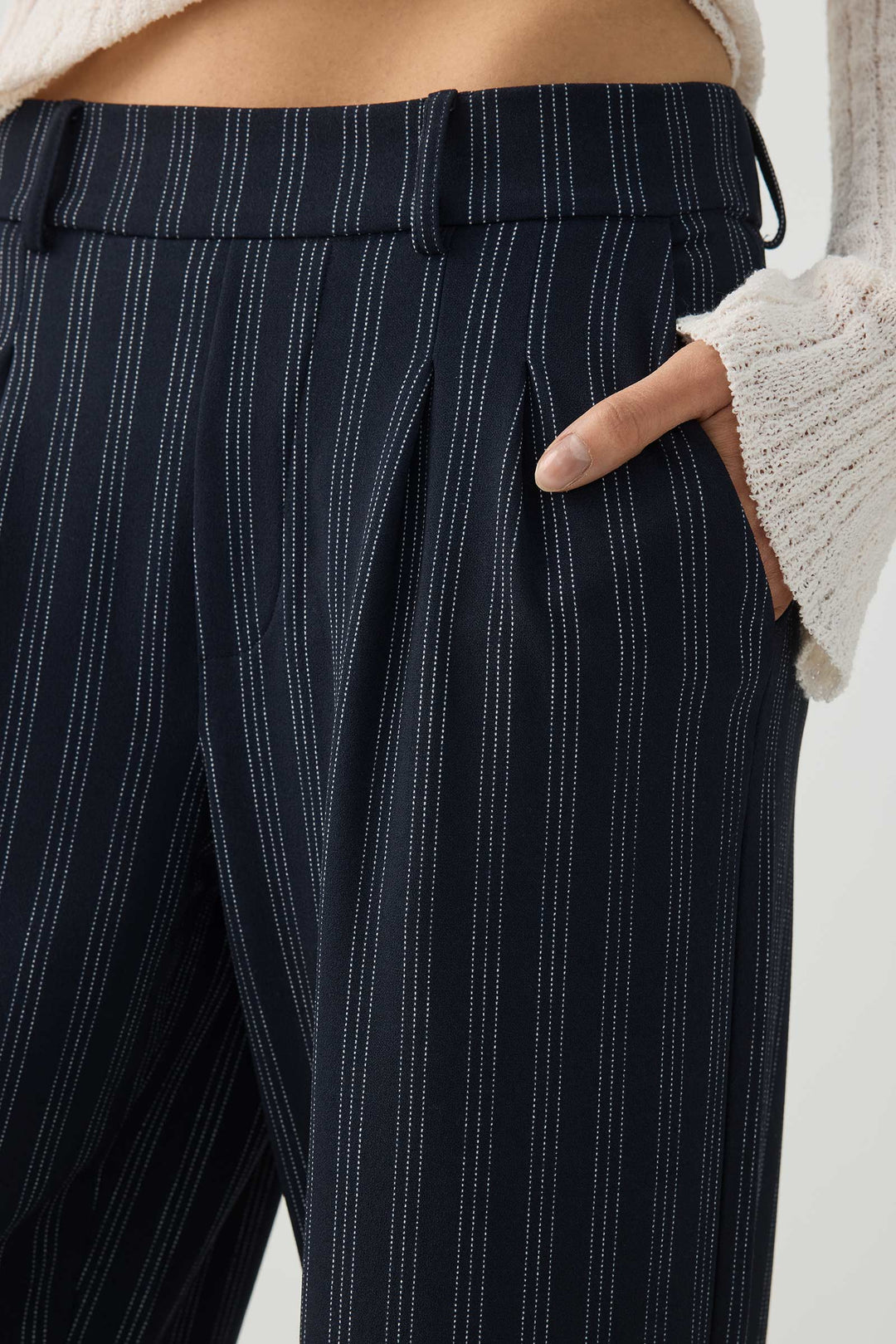 Pleated Pull On Wide Leg Trouser