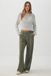 Pleated Pull On Wide Leg Trouser