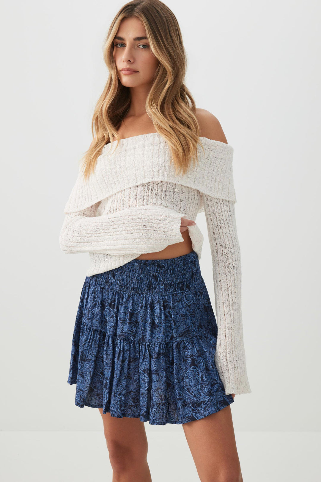 Smocked Waist Flowy Skort