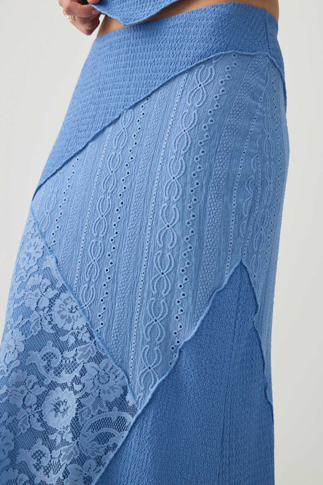 Patchwork Knit Lace Maxi Skirt