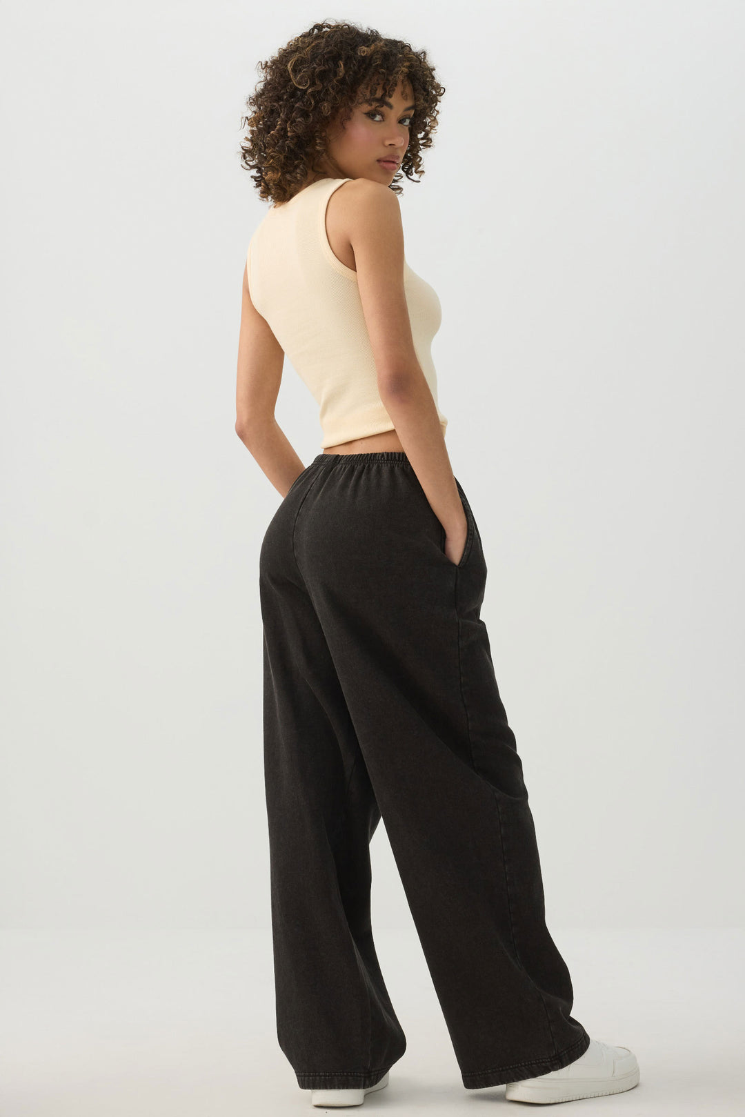 Pantalon de jogging à jambe large délavé