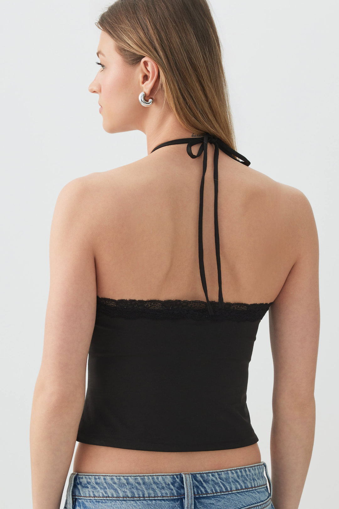 Lace Trim Halter Tank Top