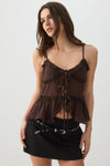Tie Front Ruffle Tank Top