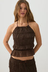 Camisole licou en mousseline froissée