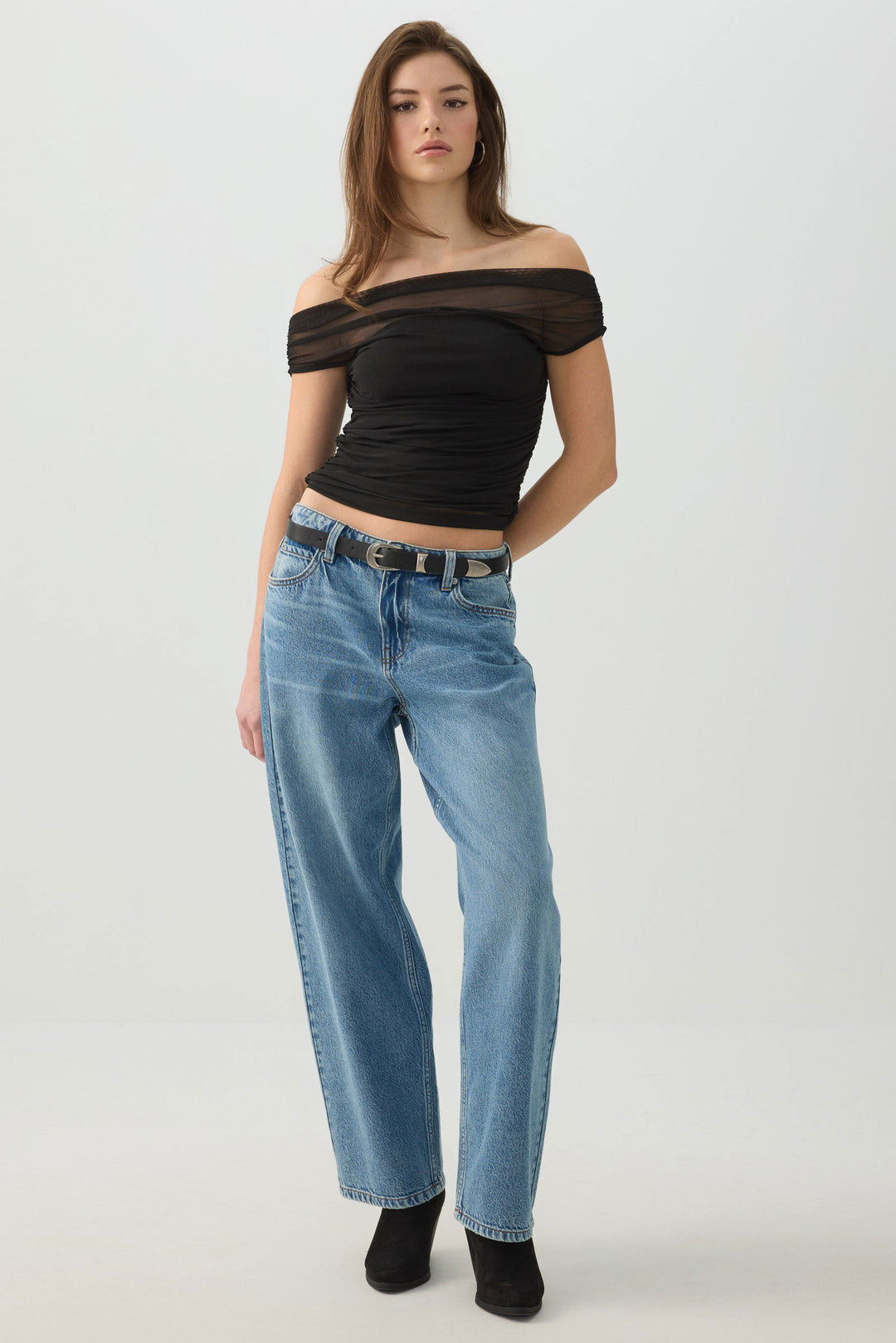 Off Shoulder Mesh Top
