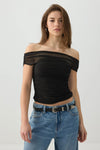 Off Shoulder Mesh Top