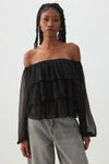 Off Shoulder Tiered Blouse