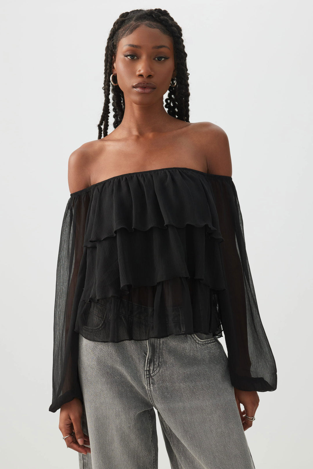 Off Shoulder Tiered Blouse