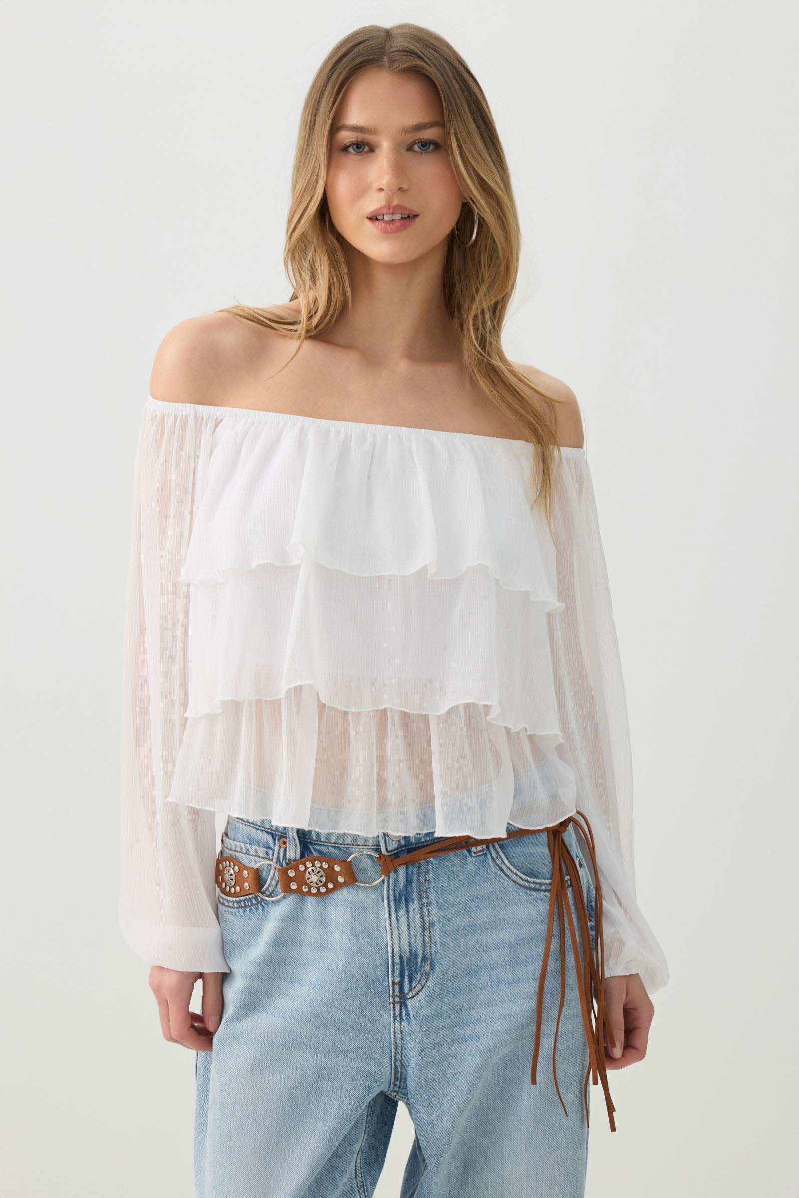 Off Shoulder Tiered Blouse – Ardene