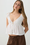 Plunge Neck Flowy Blouse
