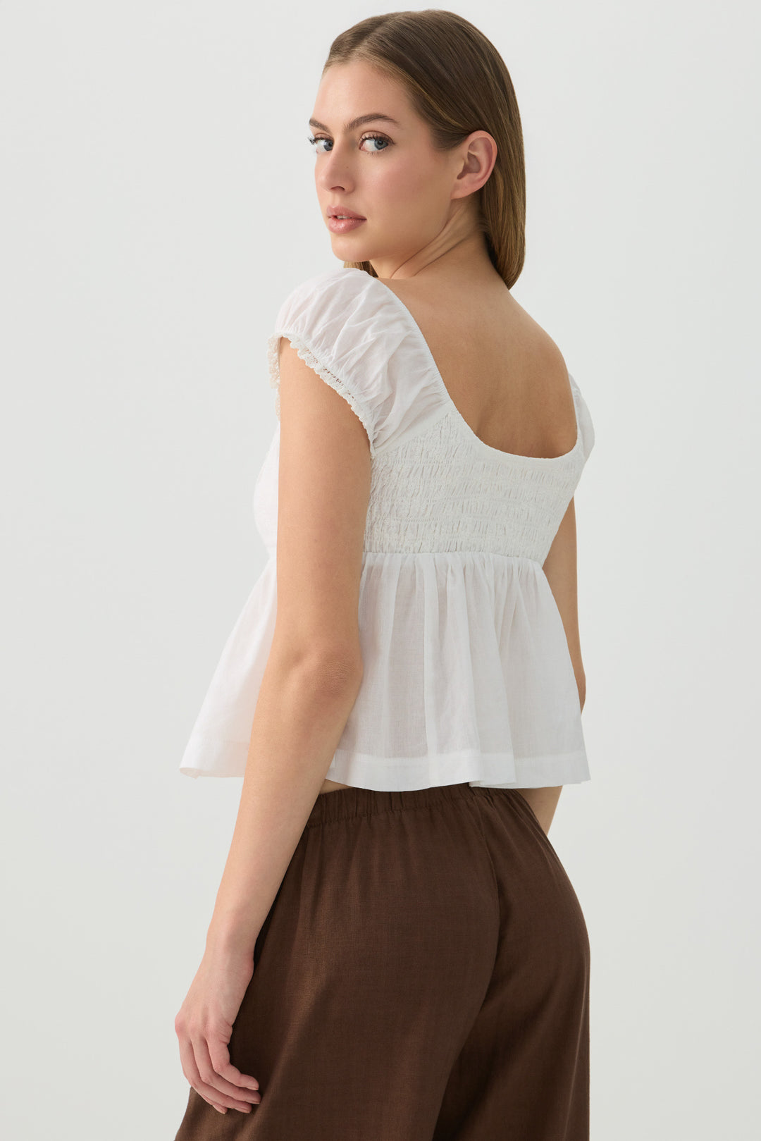 Plunge Neck Flowy Blouse