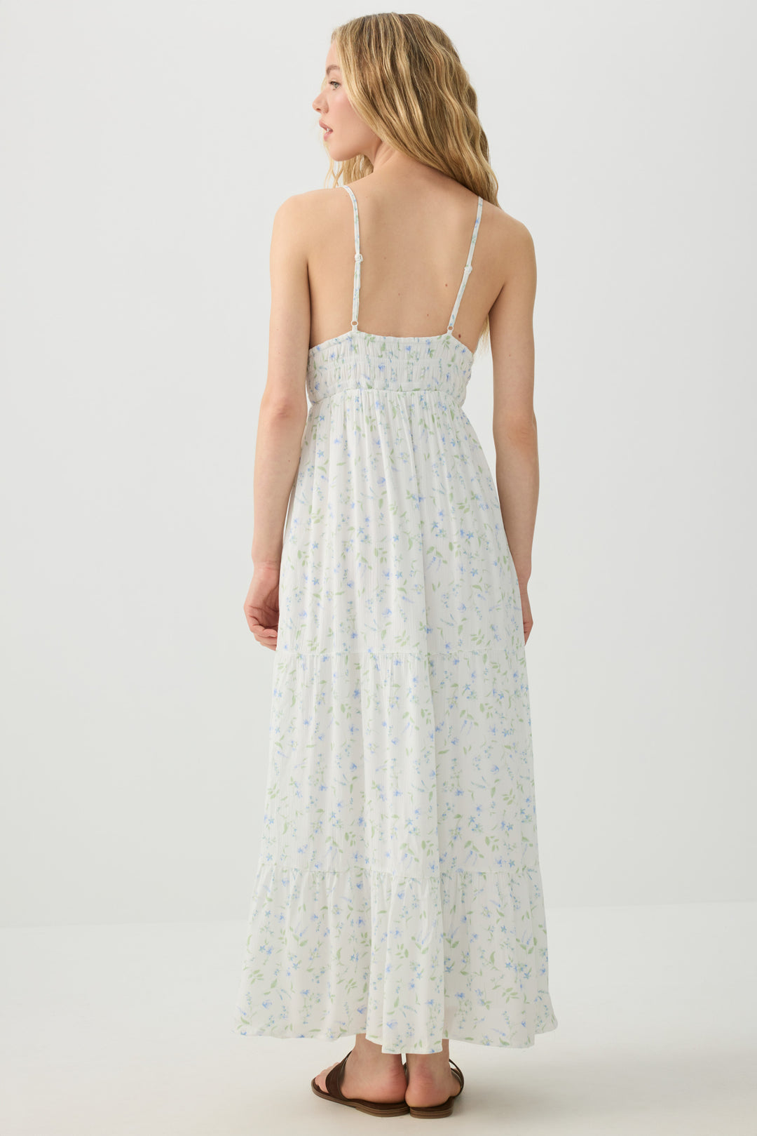 Crinkle V-Neck Maxi Dress with Pockets