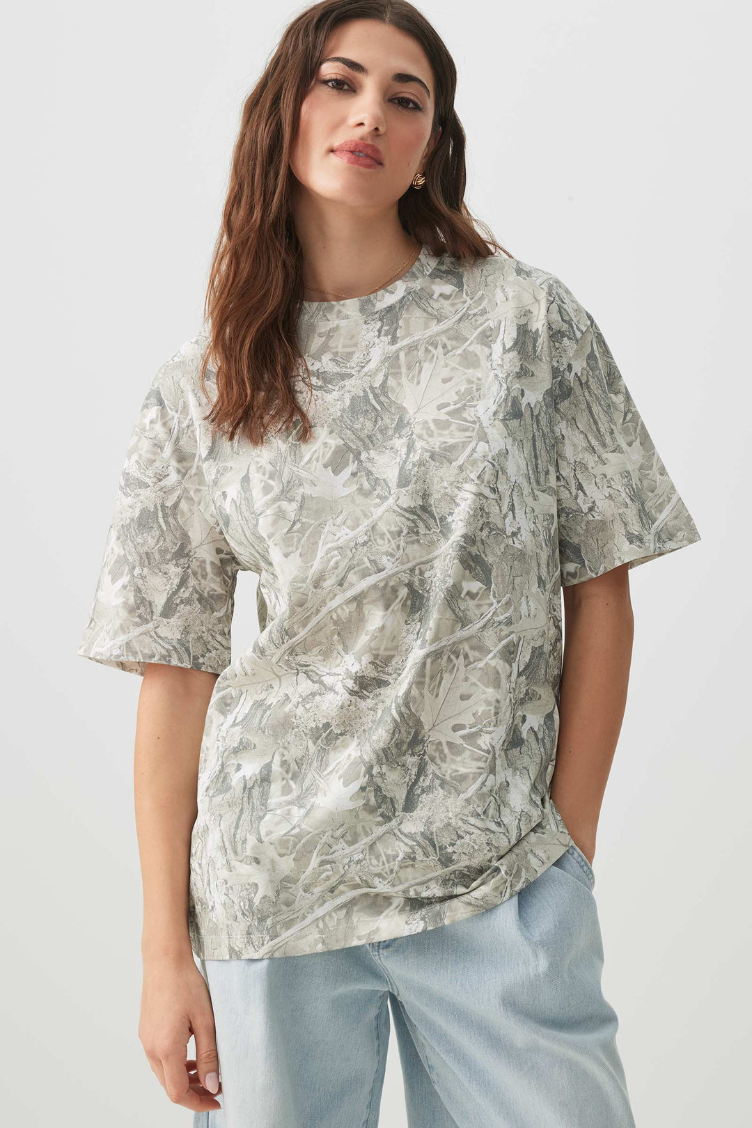 T-shirt à col rond camouflage