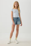 Denim Shorts with Bow Details