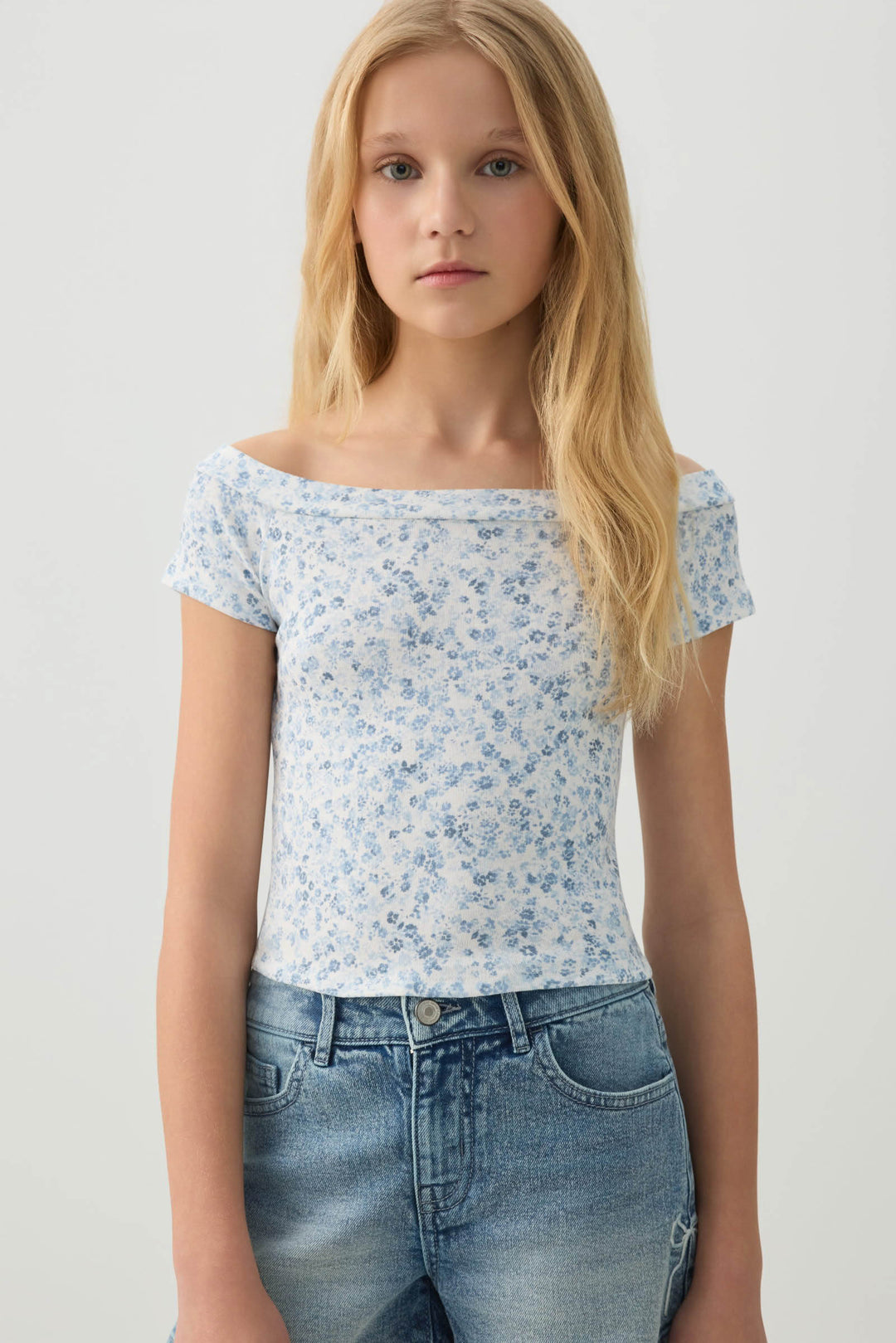 Rib Off Shoulder T-Shirt
