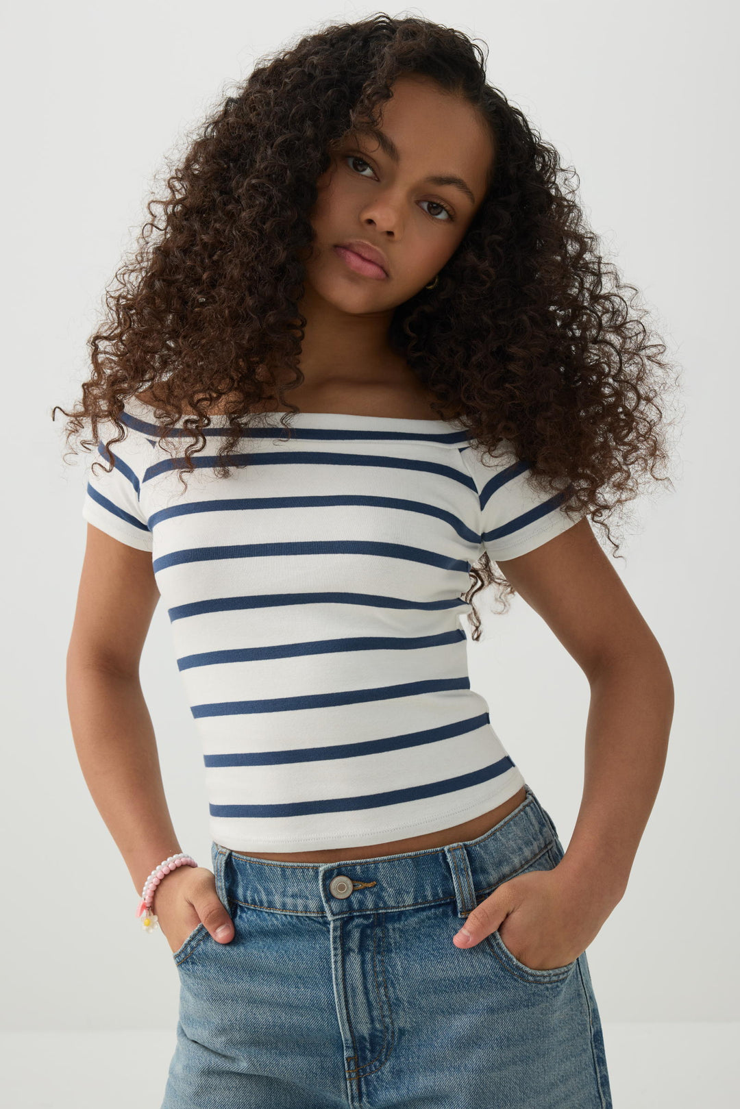 Rib Off Shoulder T-Shirt