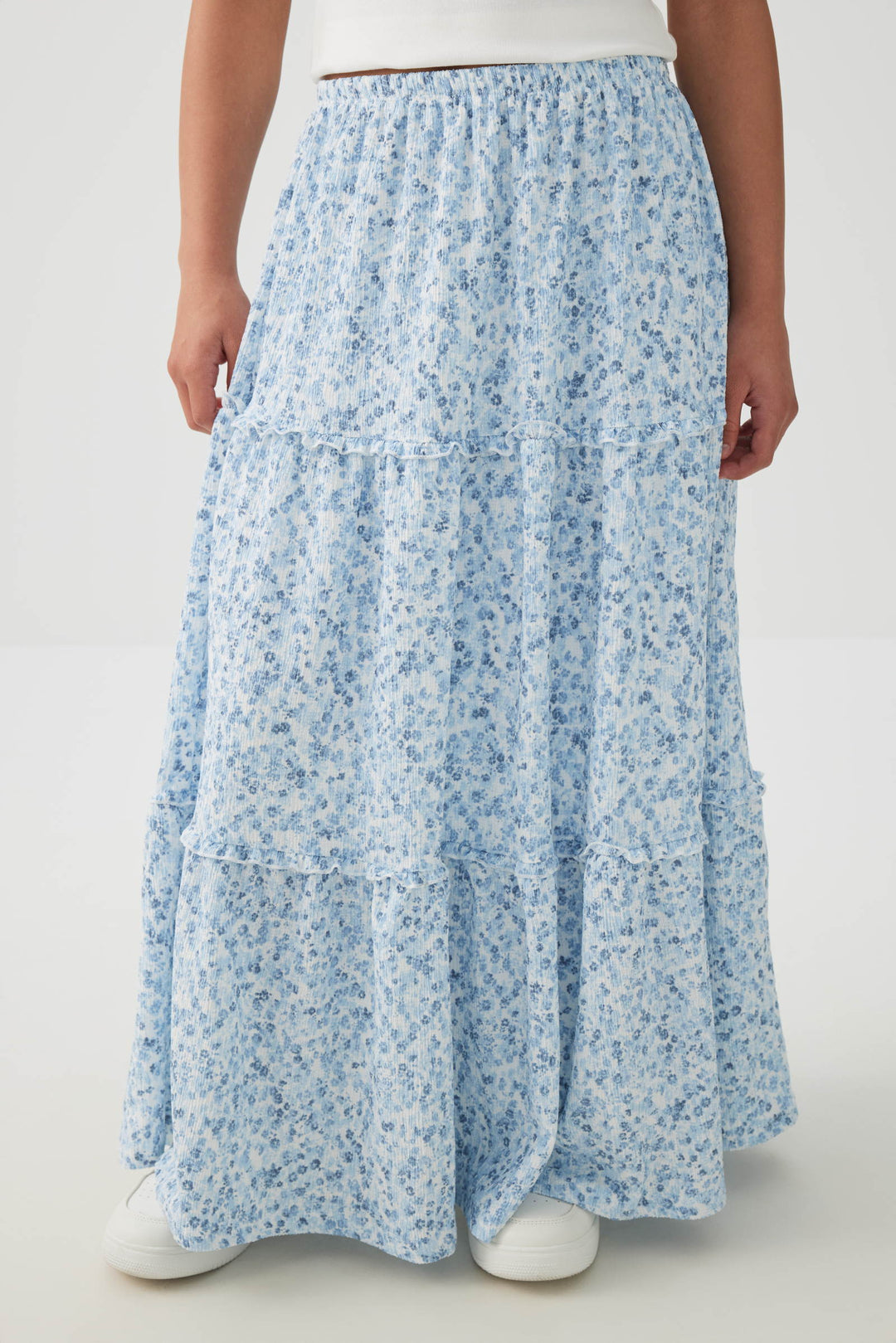 Textured Knit Tiered Maxi Skirt