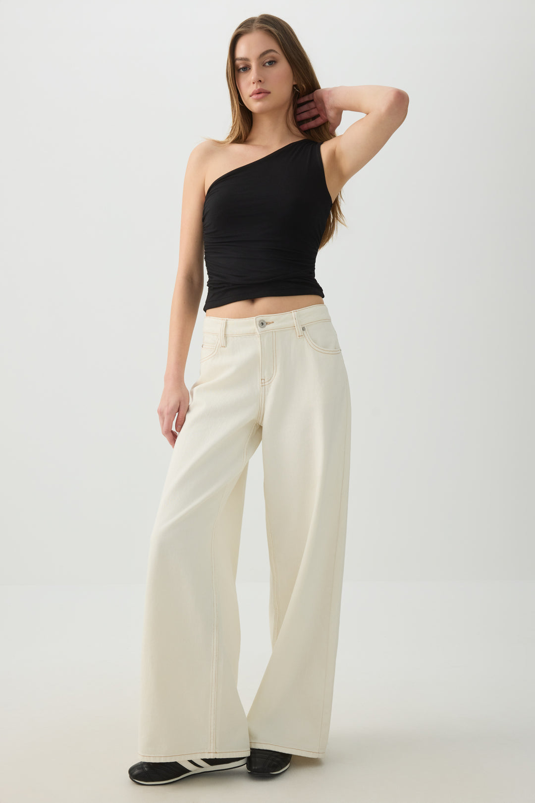 Ruched One Shoulder Tank Top