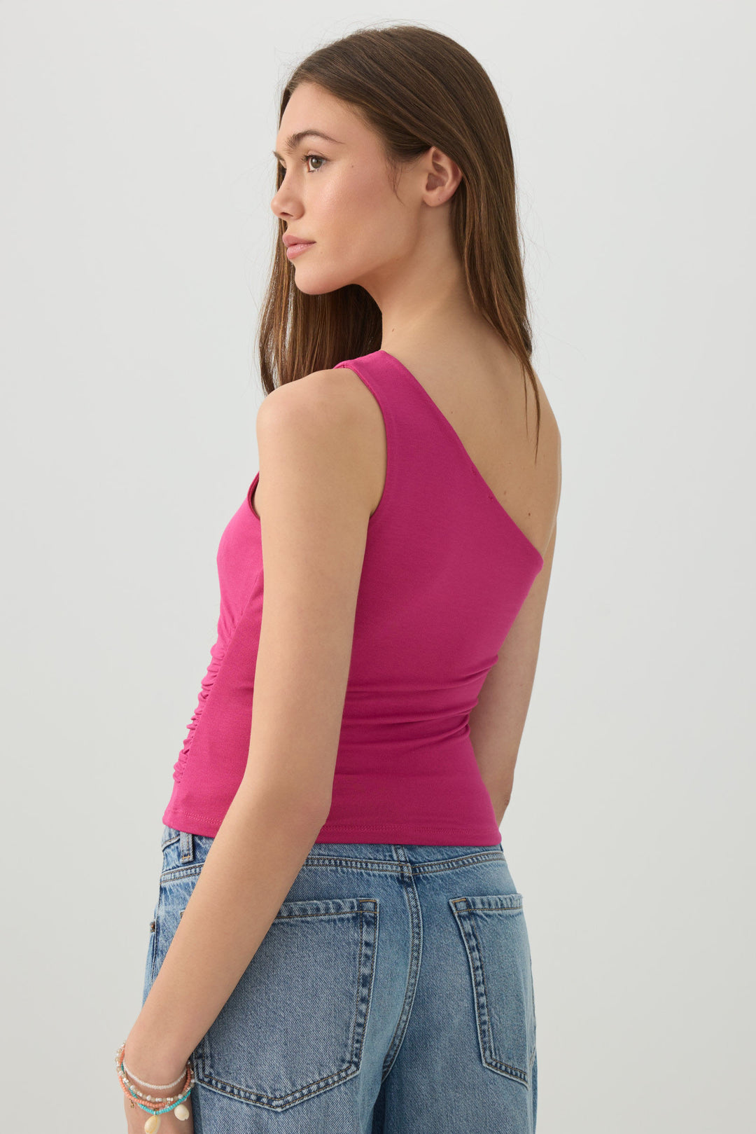 Ruched One Shoulder Tank Top