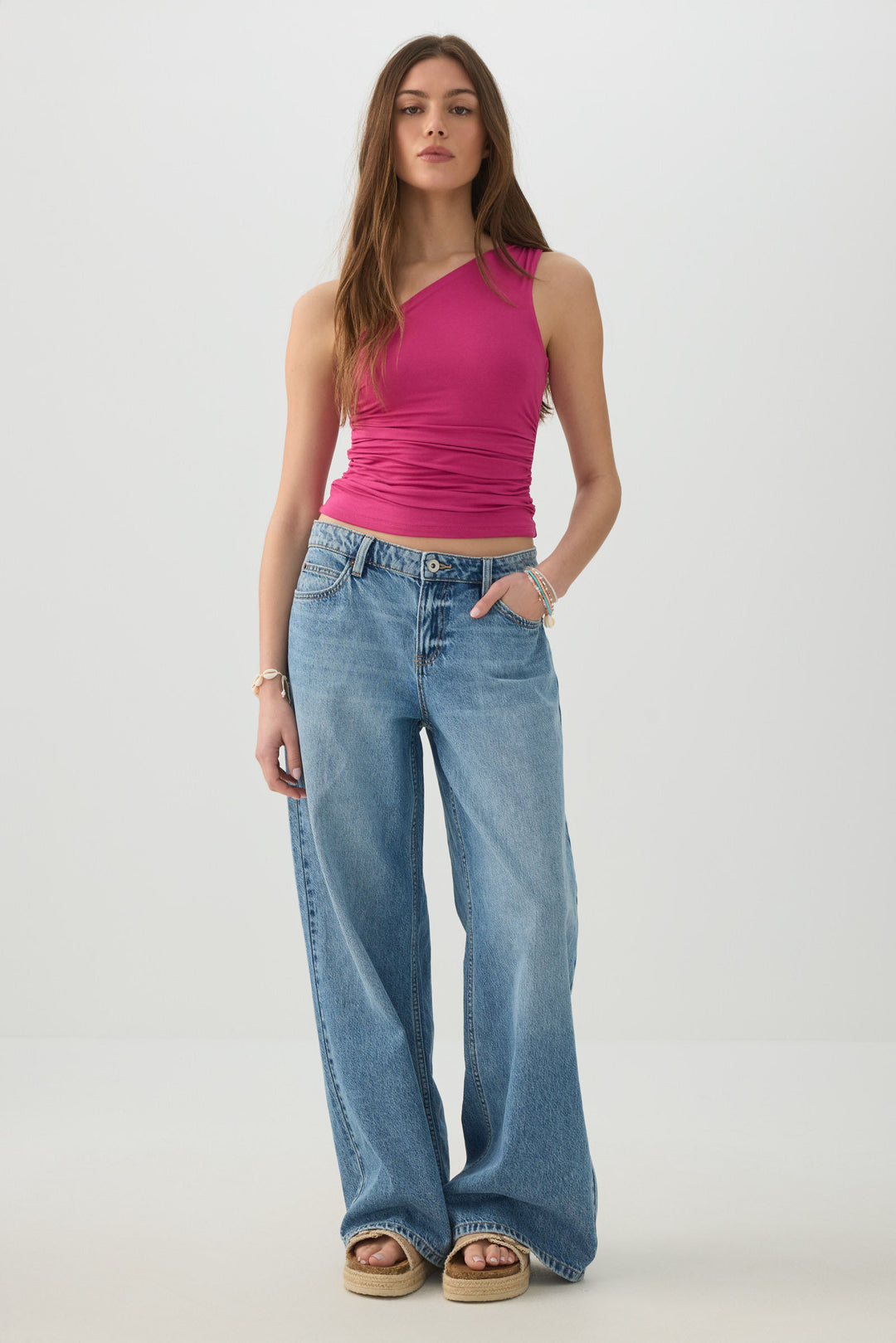 Ruched One Shoulder Tank Top