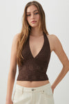 Eyelet Halter Knit Tank Top