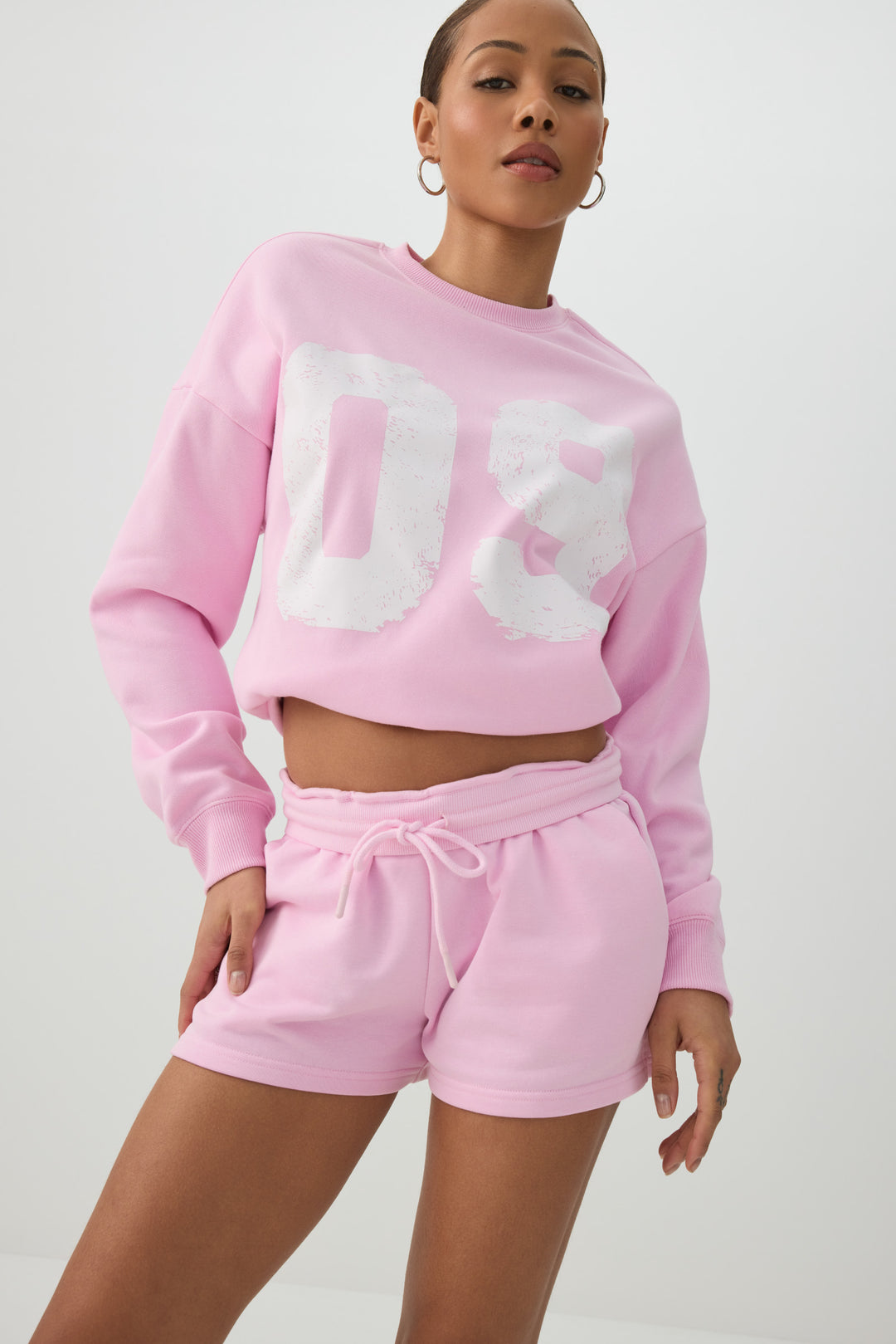 Cropped Crew Neck Fleece Sweatshirt