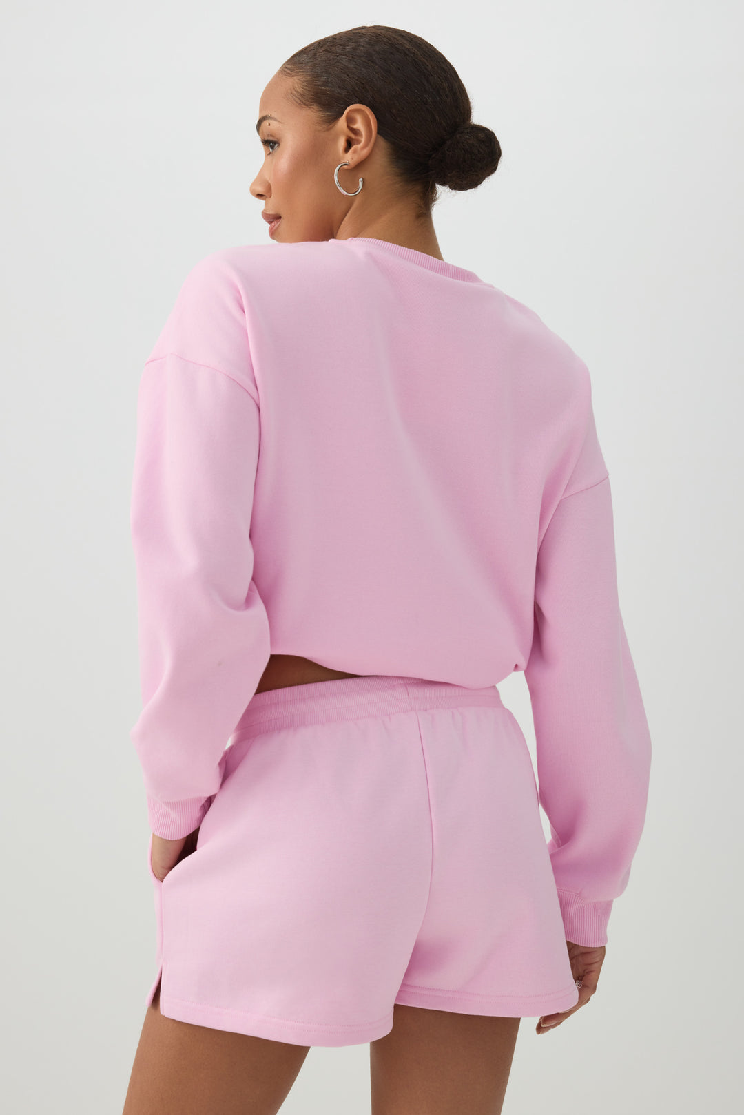 Cropped Crew Neck Fleece Sweatshirt