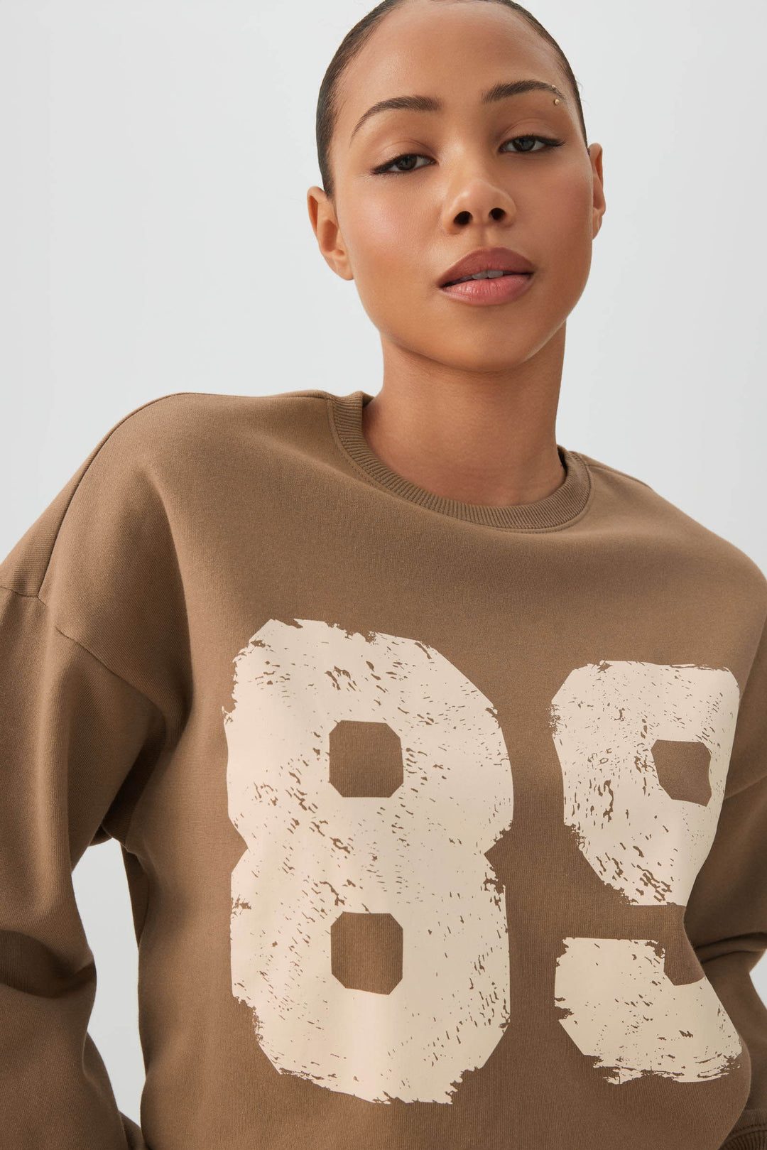 Cropped Crew Neck Fleece Sweatshirt