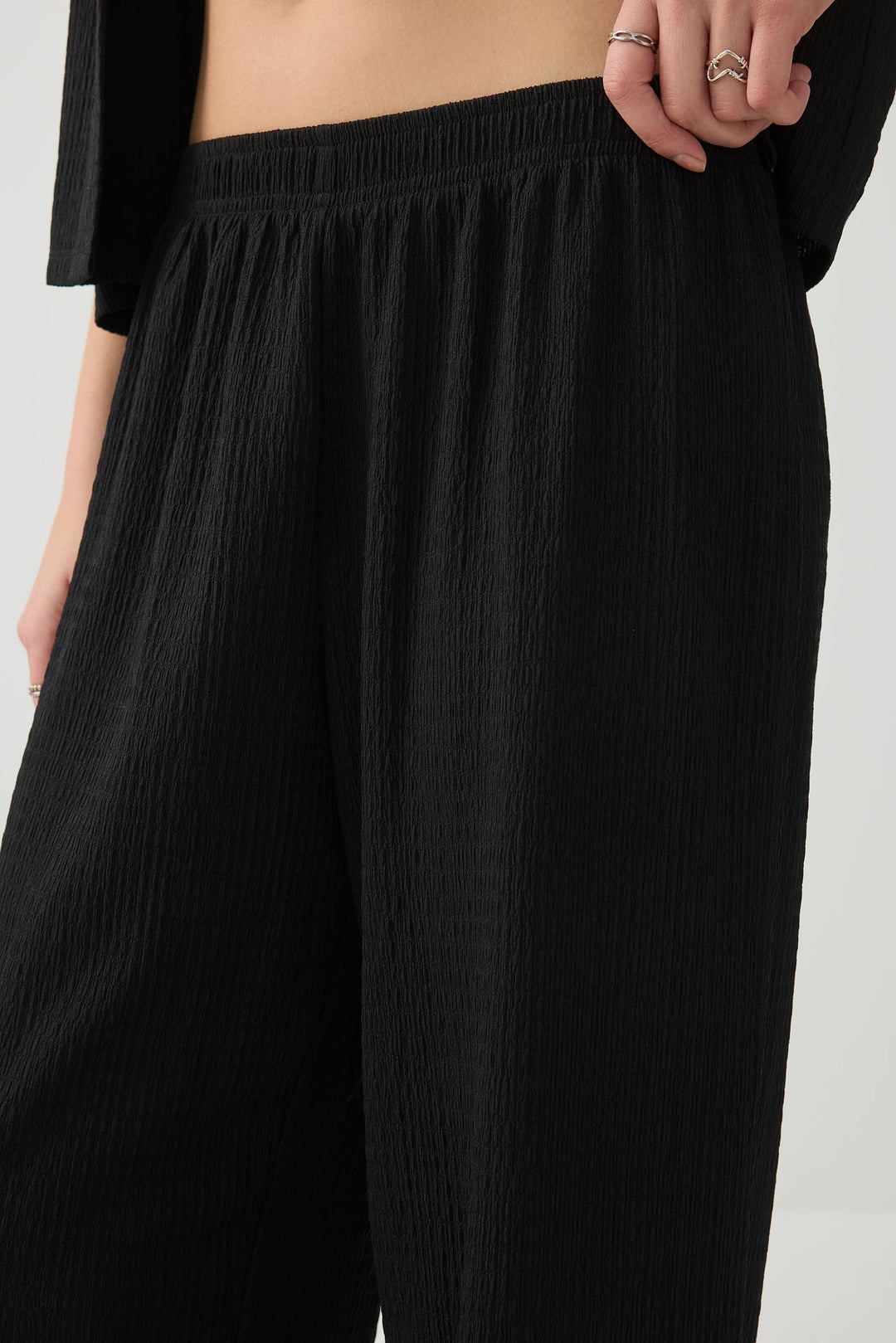 Textured knit Wide Leg Pants