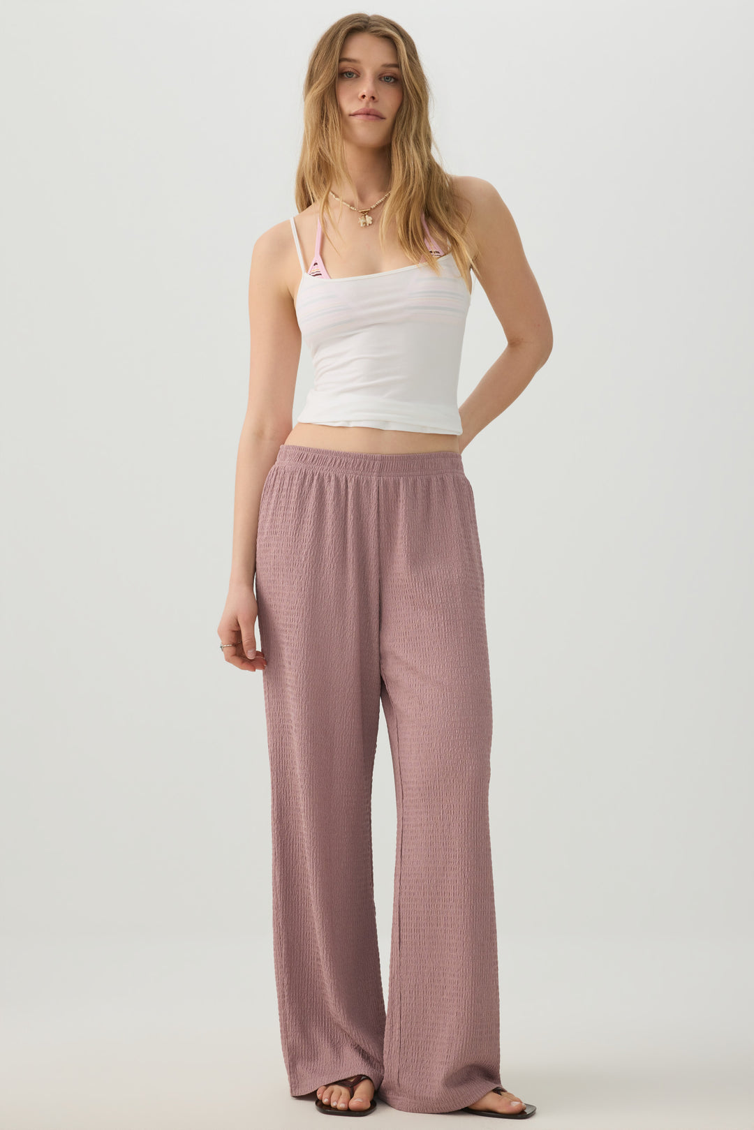 Textured knit Wide Leg Pants