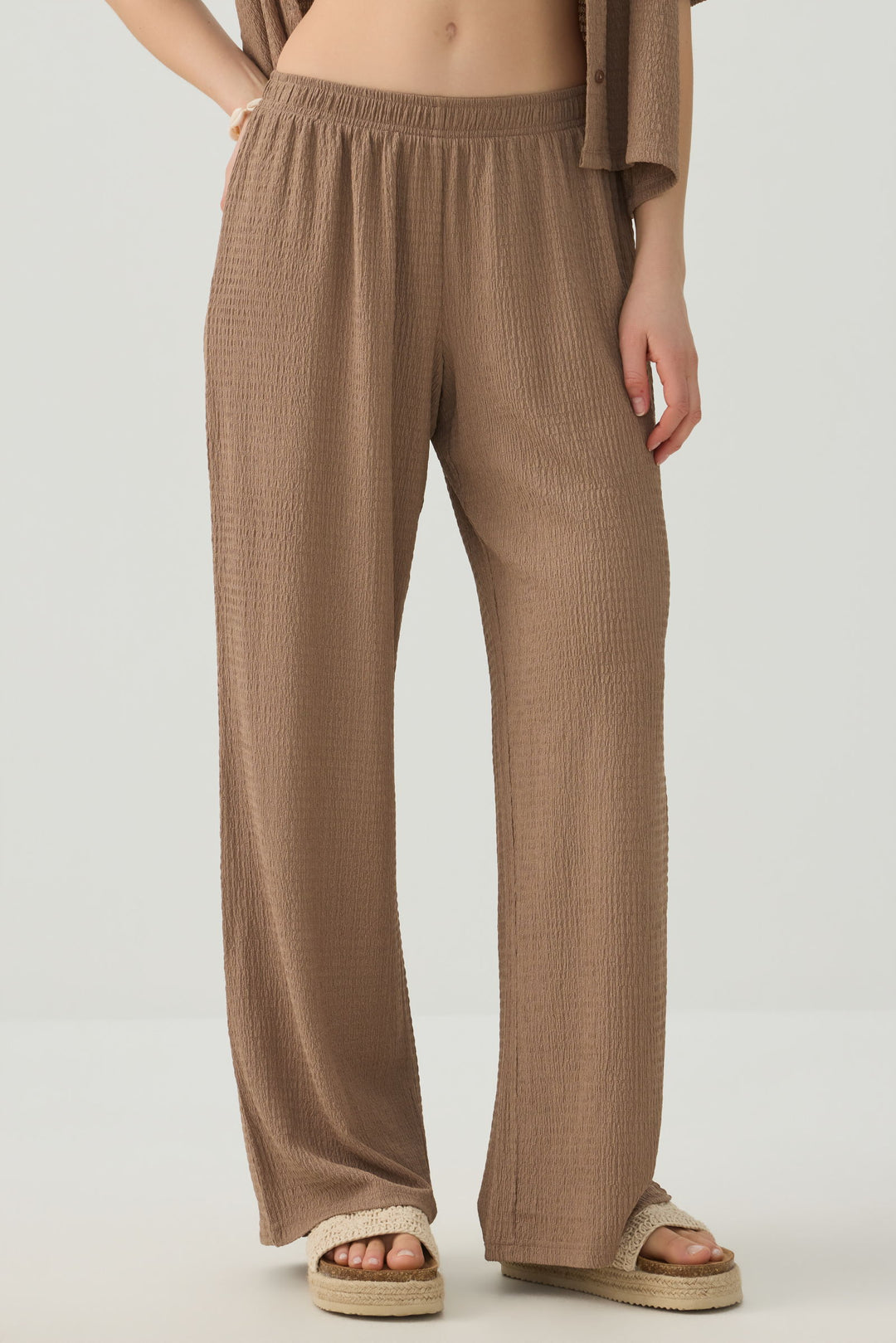 Textured knit Wide Leg Pants