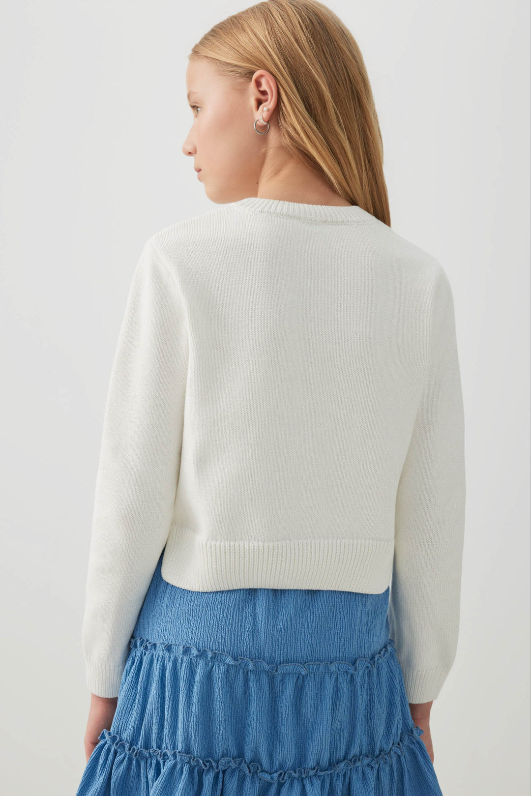 Knit Sweater with Flower Embellishments