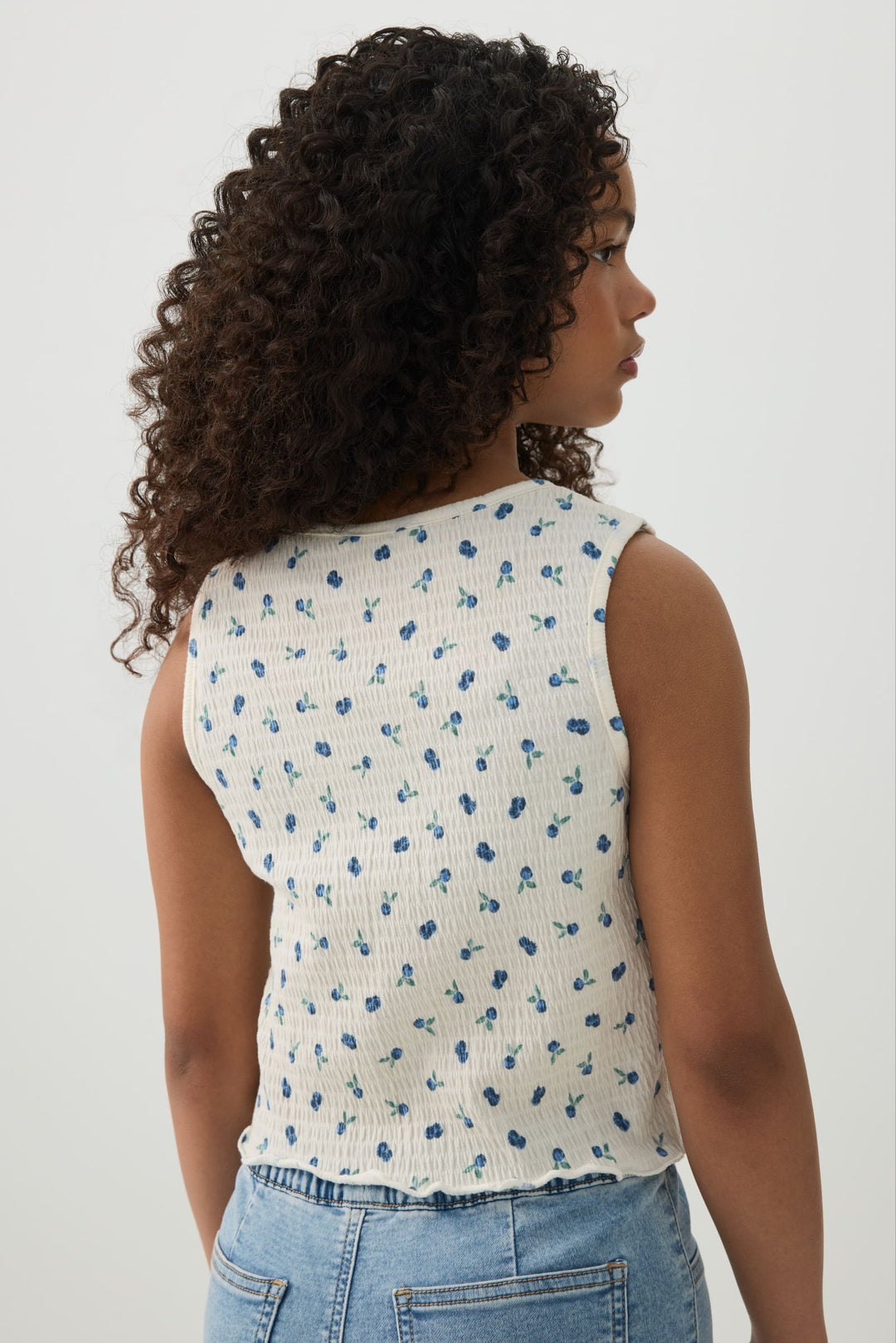 Floral Smocked Cropped Tank