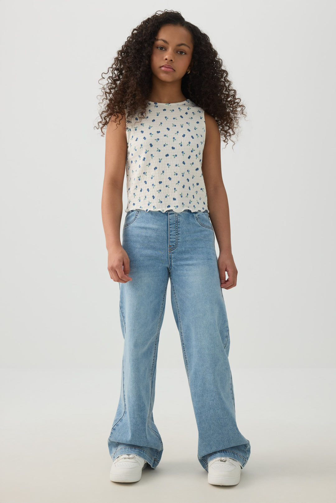 Floral Smocked Cropped Tank