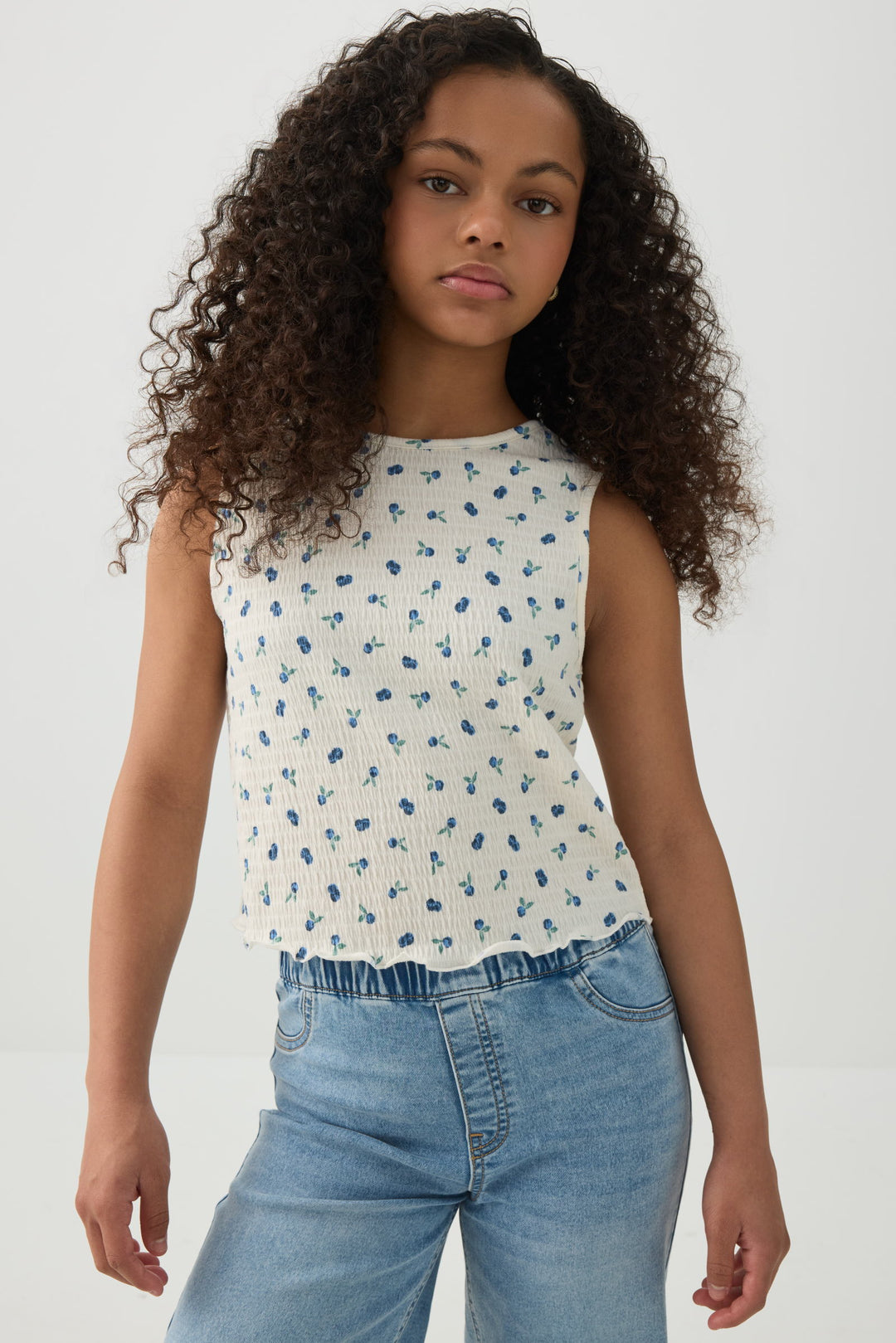 Floral Smocked Cropped Tank