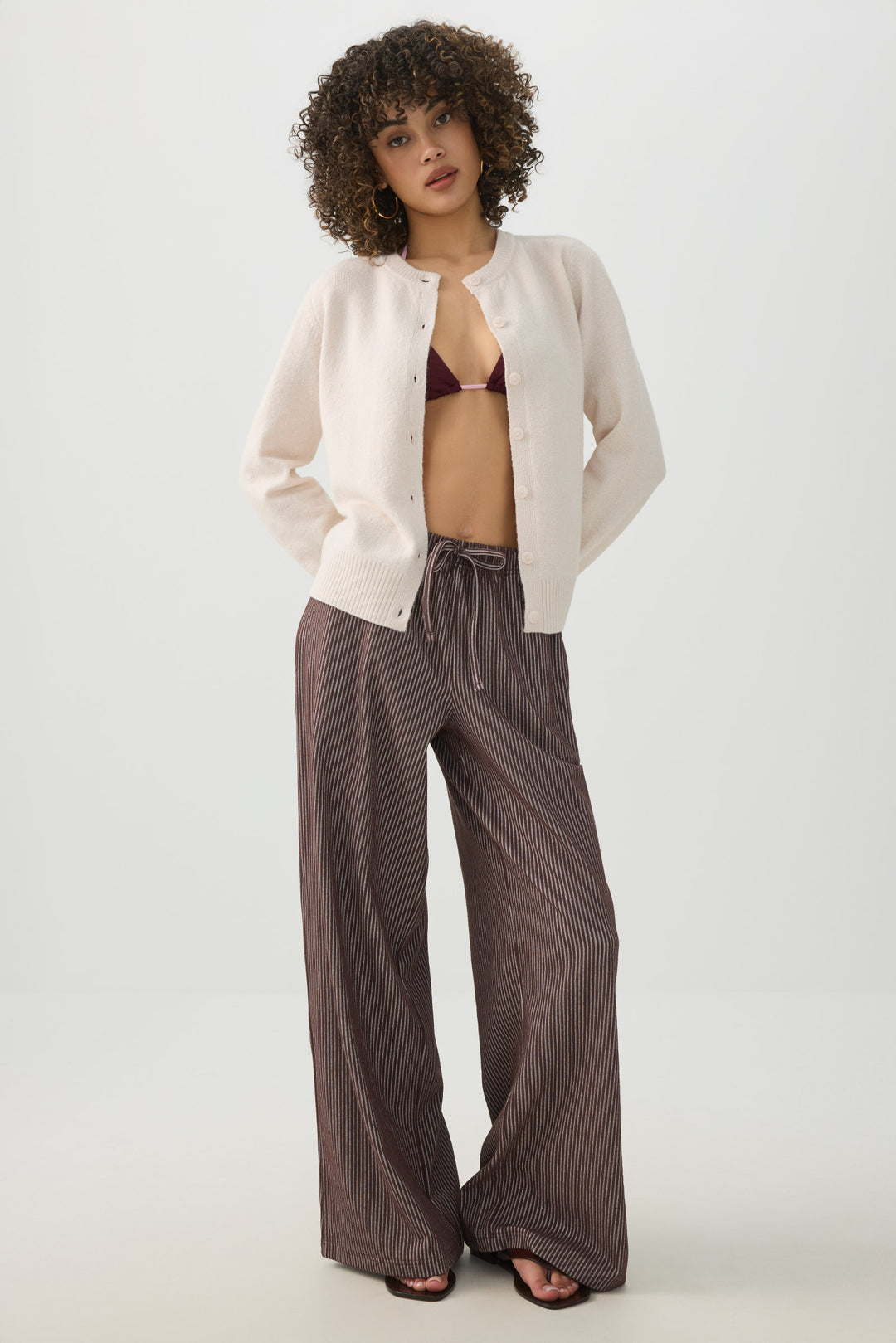 Button-Front Sweater Cardigan