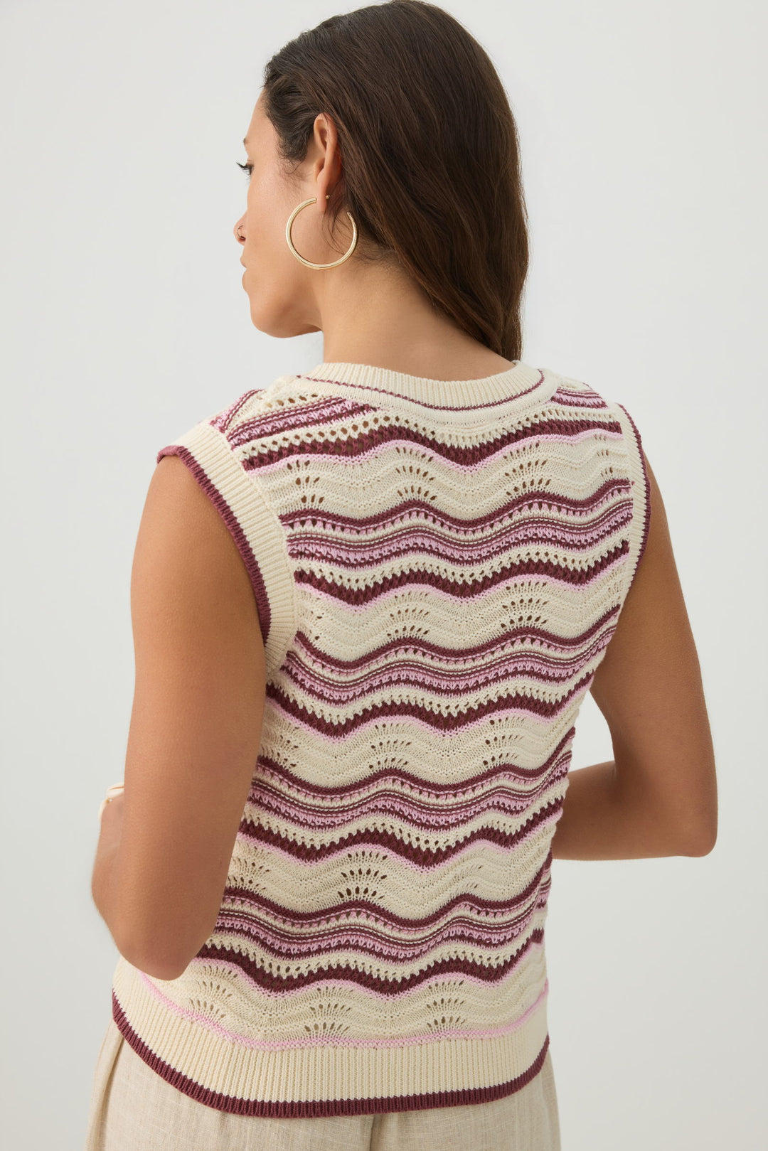 Open Stitch Cropped Sweater Vest