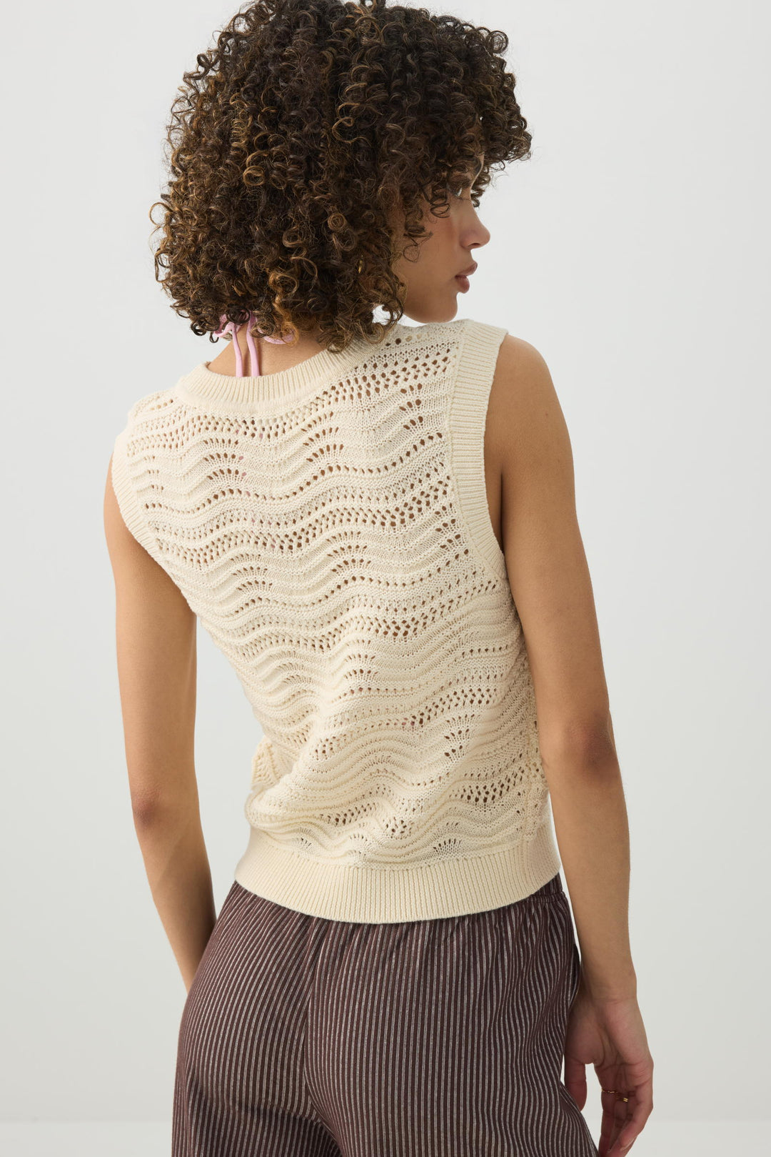 Open Stitch Cropped Sweater Vest