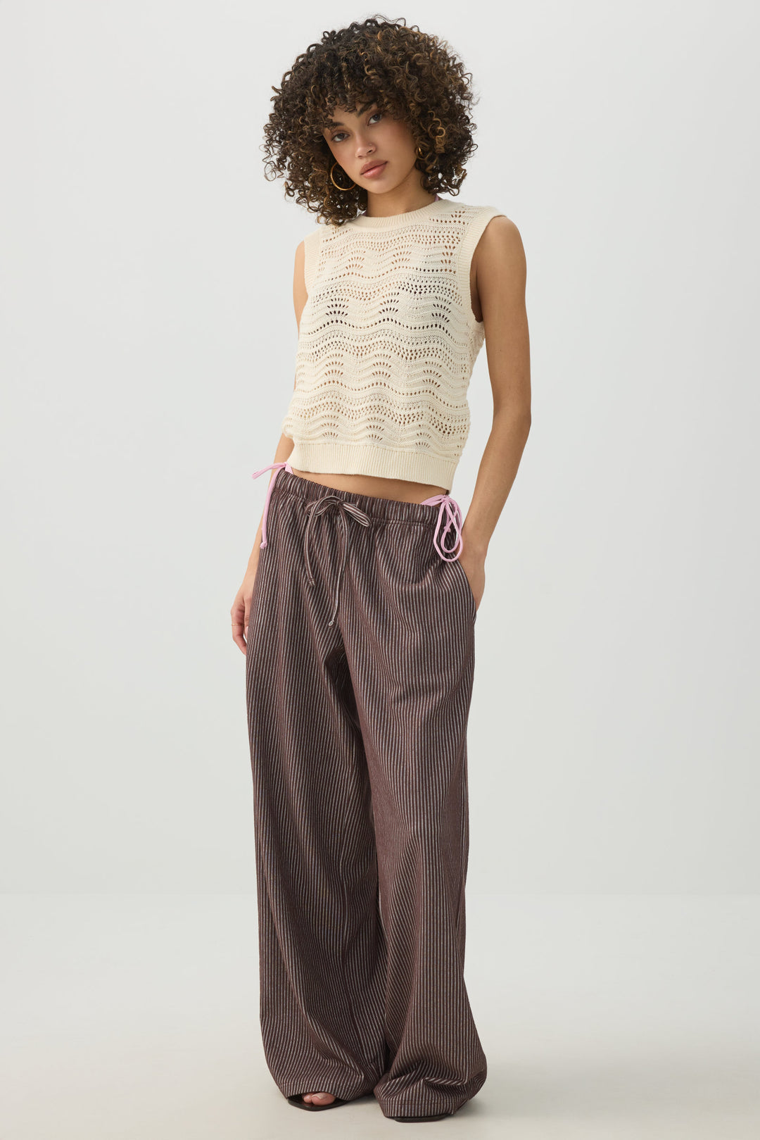 Open Stitch Cropped Sweater Vest