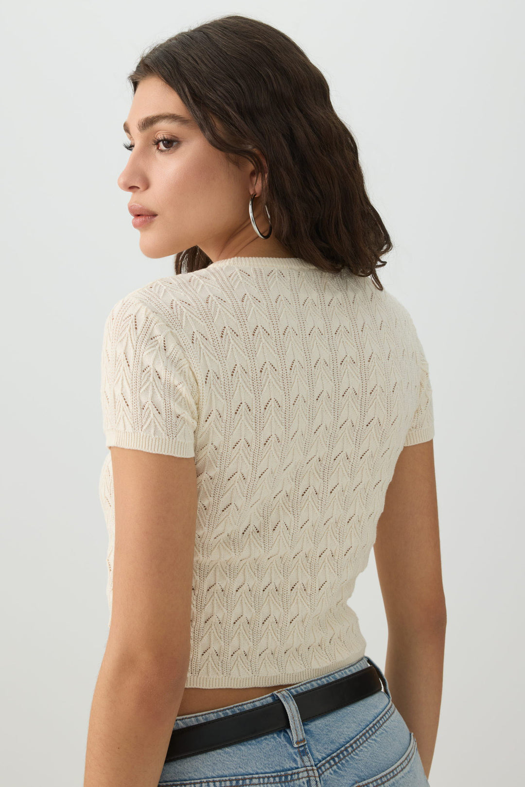 Cropped Open Stitch Sweater