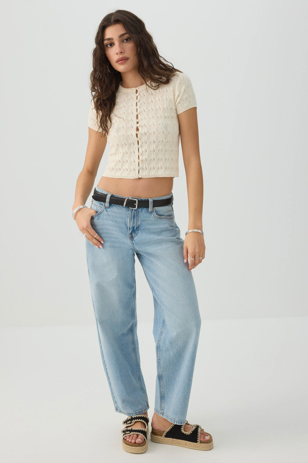 Cropped Open Stitch Sweater