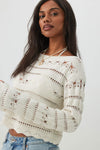 Crop Open Stitch Boat Neck Sweater