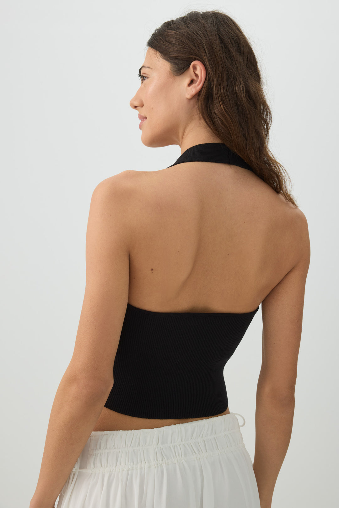 Tie Front Halter Sweater Tank